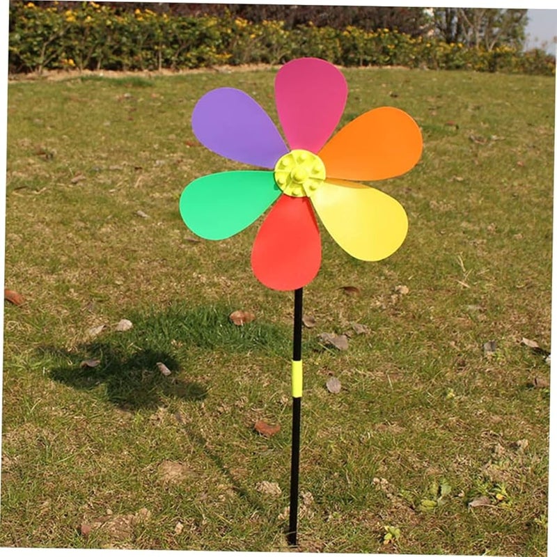 4 قطع ملونة من طواحين الهواء المصنوعة من البولي فينيل كلورايد لتزيين الحدائق الخارجية والمروج والمشاهد الطبيعية - Image 3